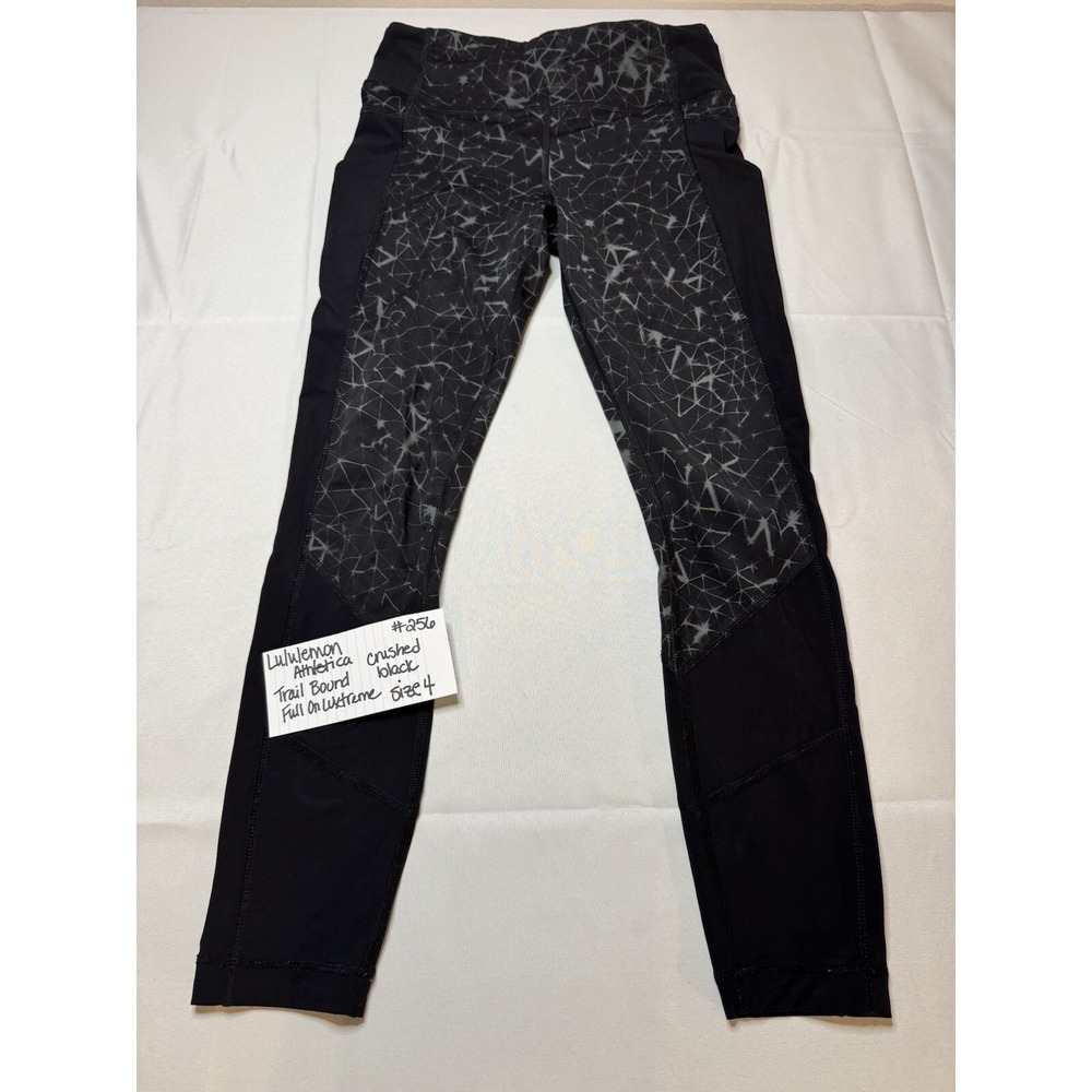 PREOWNED LULULEMON ATHLETICA TRAIL BOUND FULL ON LUXTREME  SIZE 4 CRUSHED BLACK